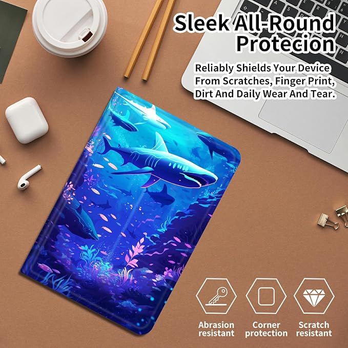 Case for Fire 7 Tablet &amp Fire 7 Kids (12th Gen 2022 Release) - Slim PU Leather Protective Smart Cover with Auto Sleep/Wake &amp Multi-Angle StandBlue Dandelion