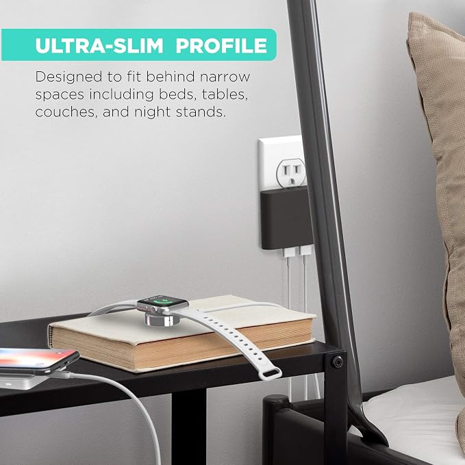 iHome 4-Port USB Wall Charger (2-Pack) 5.4A Flat Foldable Plug Slim Travel Charger (White &amp Black)