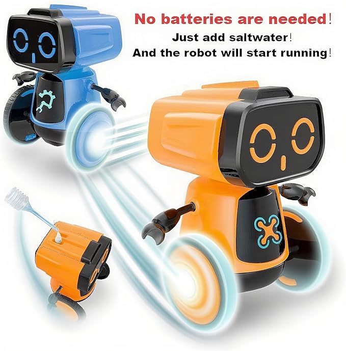 Science Saltwater-Powered Robot Kit, DIY STEM Gift Toys, No Batteries Required, Scientific Experiments, Creative Toy, Environmental Protection, for Festival & Birthday &Boys & Girls (Blue)
