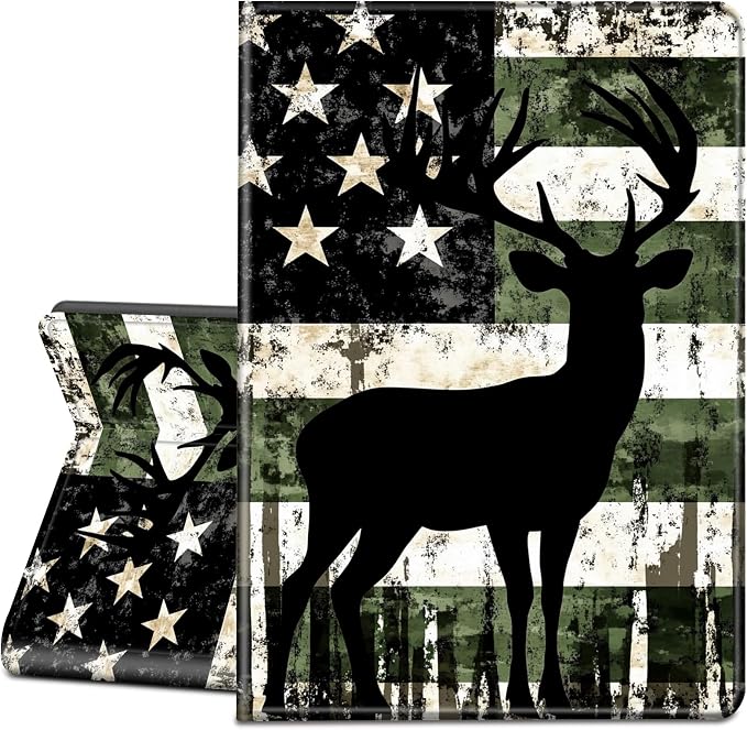 Case for Microsoft Surface Go 4/3/2/1 (2023/2021/2020/2018)-Slim PU Leather Lightweight Adjustable Stand Smart CoverAmerican Flag