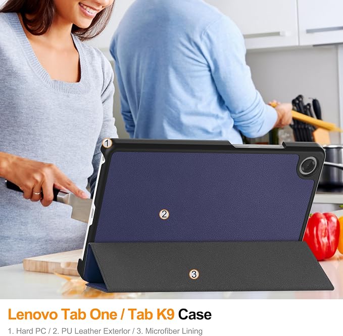 Smart Case for Lenovo Tab One / K9 8.7 Inch 2025 TB305XU/TB305FU Lightweight Trifold Stand Cover Auto Wake Sleep Blackish Green