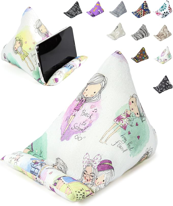 Handmade Phone Pillow Holder - The Wedge Mobile Device Stand - Fabric Phone Stand for All iPhones All Smartphones! 7 x 6.1 x 5.5 Inches (ABC)