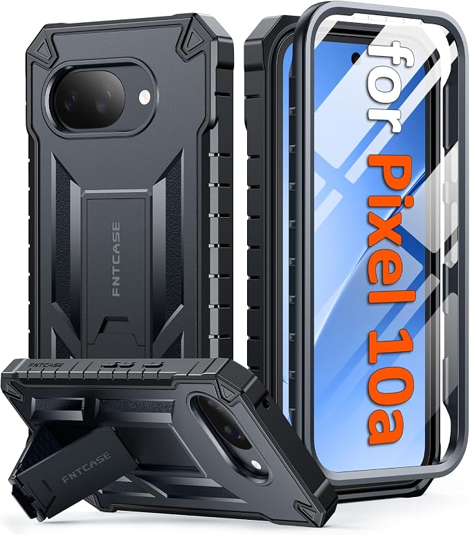 FNTCASE for 11 Pro XL Case Rugged Kickstand 2 Front Frames Black | Built-in Screen Protector 20FT Military-Grade Drop Protection Rugged Heavy Duty Shockproof Full Body Protective Cover