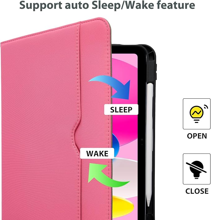 ProCase for iPad A16 11th Generation 11” 2025/iPad 10th Generation 10.9” 2022 with Pencil Holder iPad 11/10 PU Leather Case Business Stand Cover Smart Folio with Hand Strap Front Pocket -Berrypurple