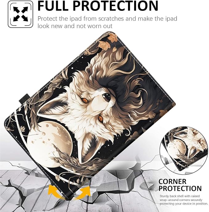 Case for All-New Amazon Fire HD 10 and 10 Plus Tablet (13th/11th Generation 2023/2021 Release) 10.1 Multi-Angle Smart Stand Cover Auto Sleep/Wake Skull and Fire