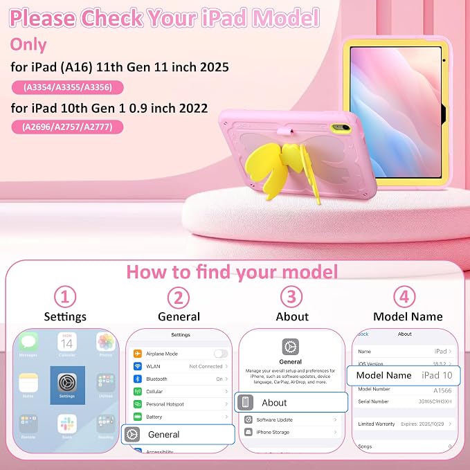 for iPad 10th Case 10.9 Inch for iPad A16 Case for Kids Girls Purple Pink | Built in Pencil Holder Stand Durable Rugged Heavy Duty Shockproof Protective Cover for iPad 10th Generation with Strap