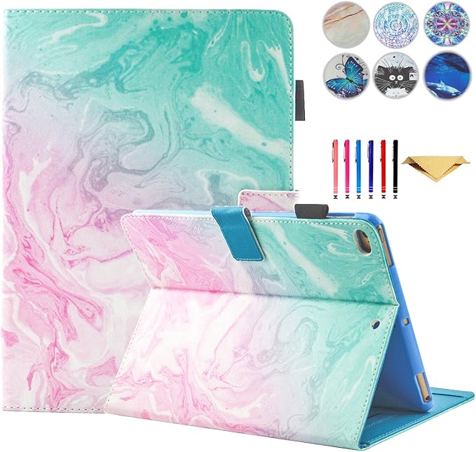 Case for iPad mini 1 2 3 4 Mini 5 Leather Smart Kickstand Case Flip Wallet Protective Case Compatible with iPad mini 1 2 3 4 Mini 5 2019 Pink Gold Marble