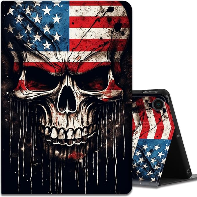 Case for Samsung Galaxy Tab A9 Plus 11 2023 Multi-Viewing Angles with Automatic Sleep/Wake Function for Samsung Galaxy A9+Tablet (SM-X210/X216/X218) American Flag Wolf