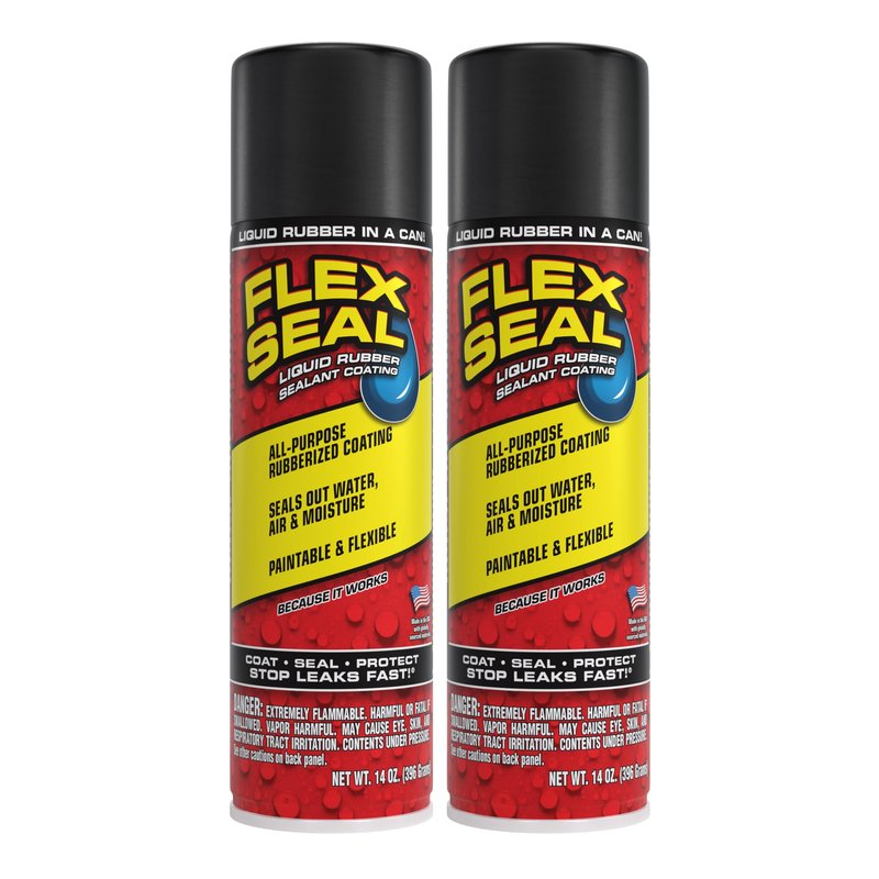 Flex Seal MAX, 17 oz, 2-Pack, Black, Stop Leaks Instantly, Waterproof Rubber Spray On Sealant Coating, Perfect for Gutters, Wood, RV, Campers, Roof Repair, Skylights, Windows, and More
