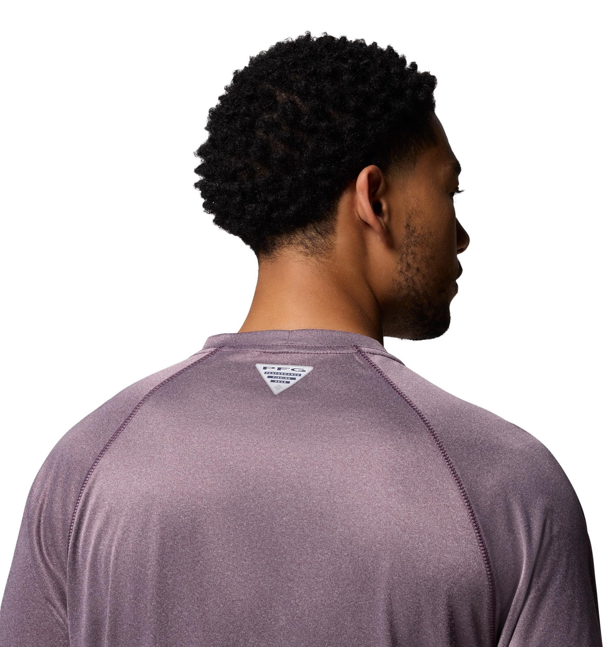 Columbia Men's PFG Terminal Tackle Long Sleeve Fishing Shirt, Dusty Purple Heather/Cool Grey Logo, Large