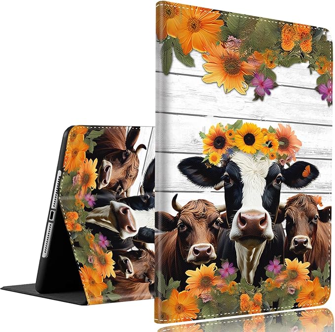 Vintage Floral Astronaut iPad 9th Gen Case - 10.2 Inch Standing Cover with Auto Sleep/Wake