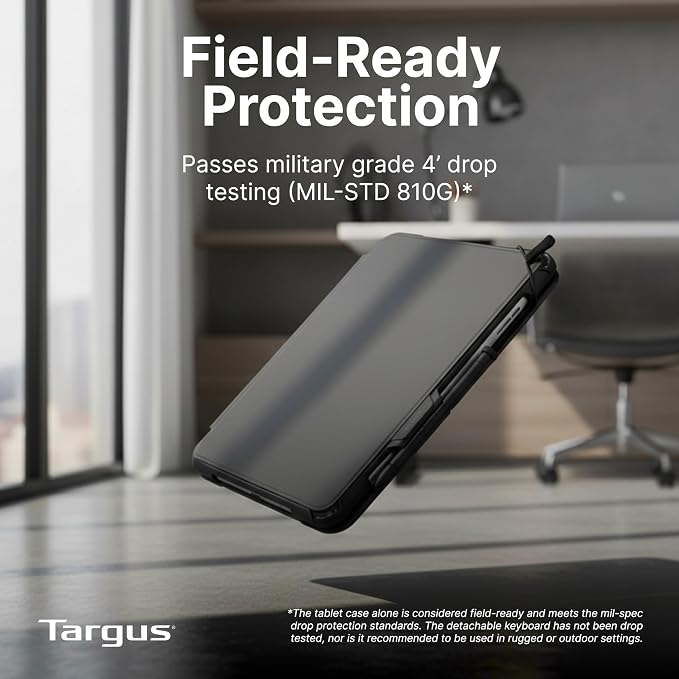 Targus Field-Ready Case with Detachable Keyboard for Samsung Galaxy Tab Active5 Pro &amp Active4 Pro – MIL-STD Drop Protection Integrated Trackpad Rugged Productivity Solution - THD973USZ