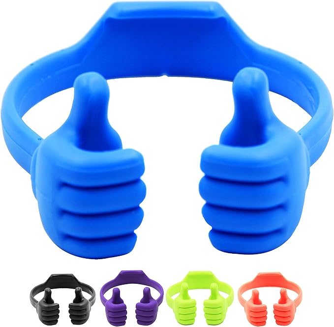 Honsky Cell Phone Tablet Stands (Pack of 5) Thumbs-up Cellphone Holder Tablet Display Stand Mobile Smartphone Mount Cradle for Desk Desktop - Universal Multi-Angle Cute Black