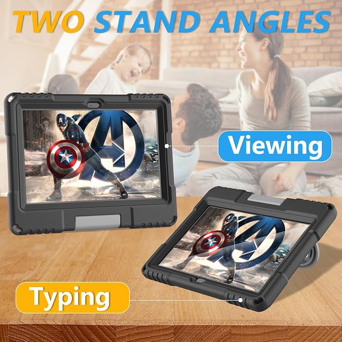 Kids case for 10 inch Tablet Lightweight Shockproof Case with Screen Protector Handle StandBlack