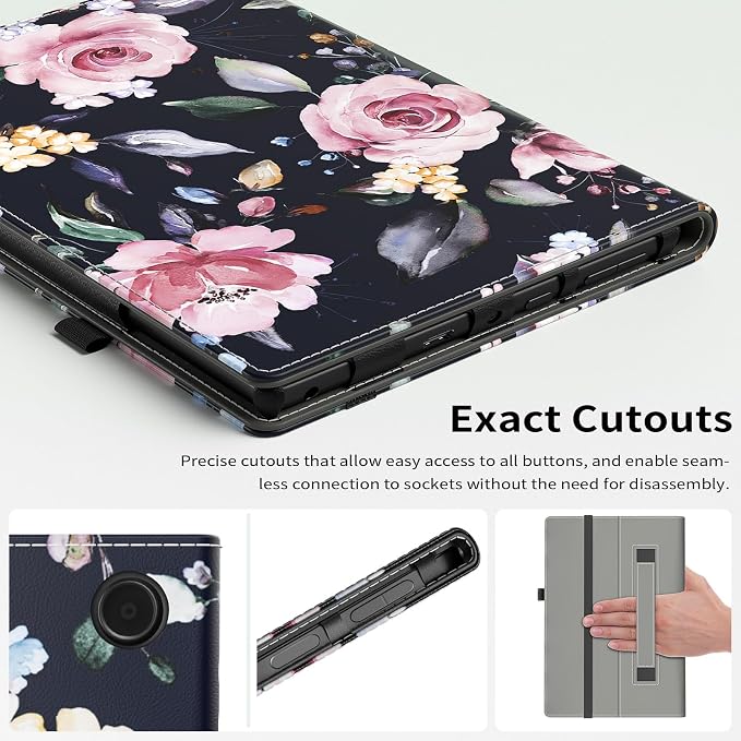 Case for Amazon Kindle Fire HD 10 Tablet (13th/11th Generation 2023/2021 Release) &amp Fire HD 10 Plus Tablet - Slim Folding Stand Folio Cover with Auto Wake/Sleep and Hand Strap Black