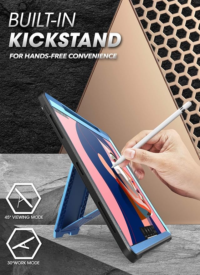 SUPCASE for iPad Pro 11 inch Case 2020 with Pencil Holder Blue | Built-in Screen Protector Built-in Stand Support Apple Pencil's Wireless Charge Heavy Duty Protection Unicorn Beetle Pro