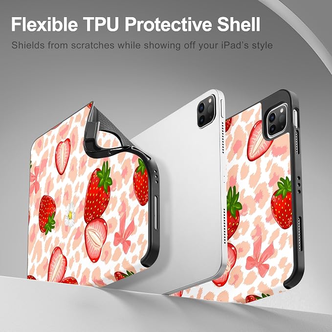 May Chen Case for iPad Pro 11 inch (4th 3rd 2nd &amp 1st Gen) 2022 2021 2020 2018 Trifold Stand + Pencil Holder + Auto Wake/Sleep + Soft TPU Protective Stand Back Cover Abstract Floral