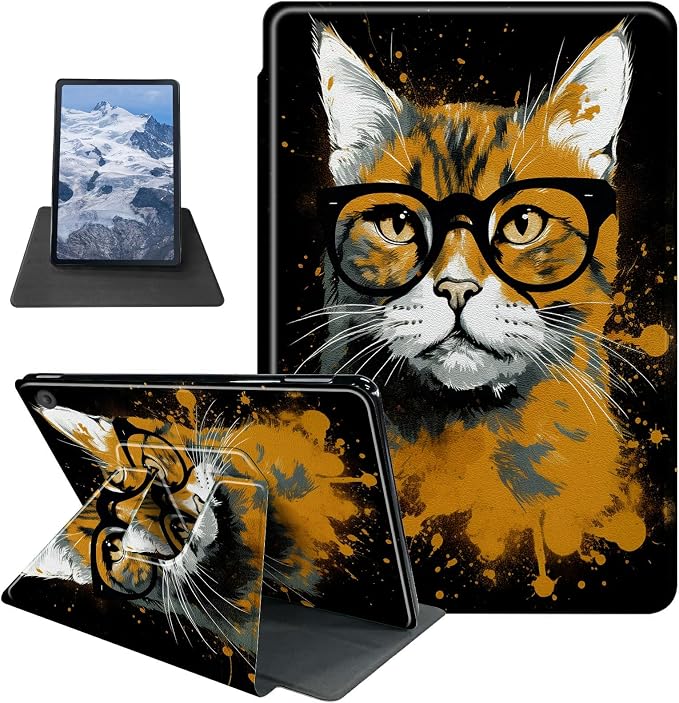 American Flag Deer Pattern Case for All-New Amazon Kindle Fire 7 Inch Tablet (9th/7th/5th Generation 2019/2017/2015 Release)360 Degree Rotating Stand Protective Cover with Auto Sleep/Wake