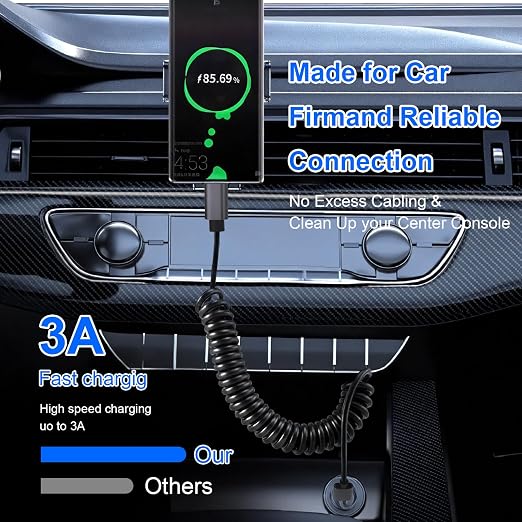 USB c Cable Coiled USB c Cable Fast Charging（2Pack 3FT+6FT ） Compatible with iPhone 16/15/Samsung Galaxy S20 S10 S9 S8 Plus (USB Type C)
