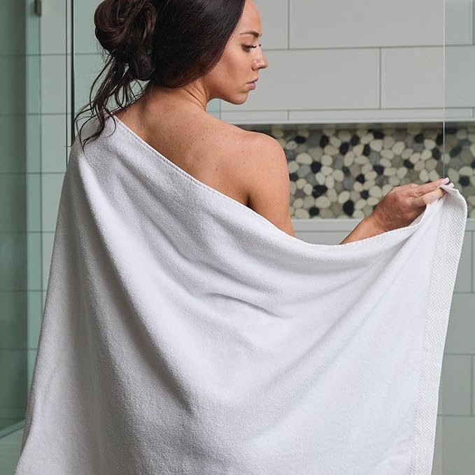 BedVoyage Luxury Bath Towels Set of 8 - Ultra Soft Plush Bathroom Towel Set - Highly Absorbent Viscose from Bamboo Bath Towels Ultra Soft - Spa Towel for Body - White