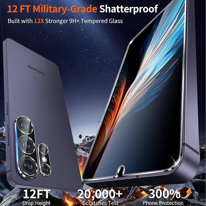 letosan 3 Pack for Samsung Galaxy S26 Ultra Screen Protector Tempered Glass + 2 Sets Camera Lens Protector Military Grade Shatterproof 9H+ Hardness Auto Alignment Frame 6.9 Inch