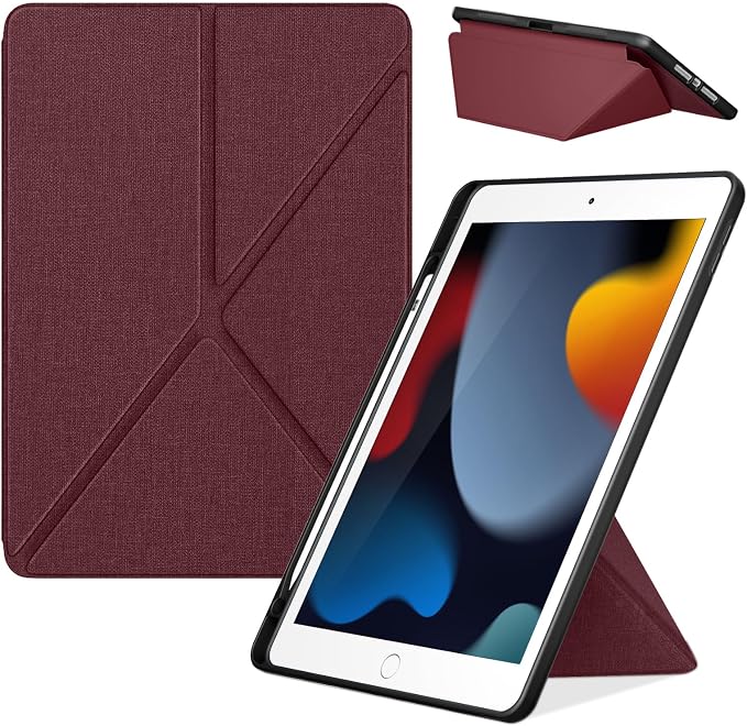 DTTO Foldable Case for for iPad 9th/8th/7th Generation 10.2-inch Black | Origami Magnetic Standing Cover with Pencil Holder，Vertical &amp Horizontal angles Auto Sleep/Wake
