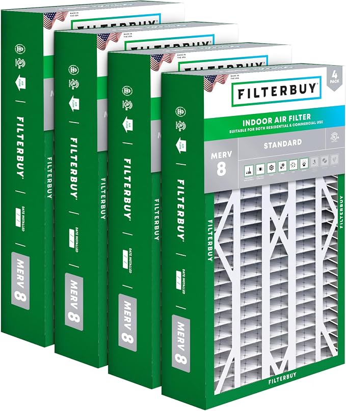 Filterbuy 16x28x6 Air Filter MERV 8 Essential Dust & Allergy Defense, Pleated