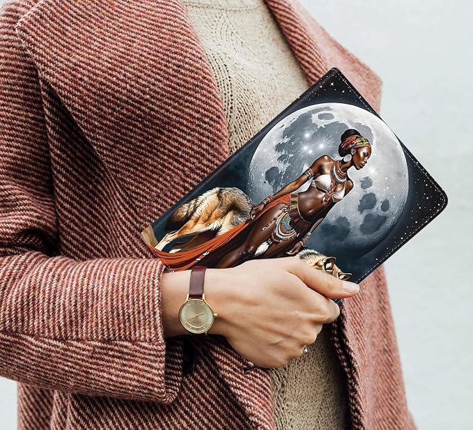 Case for iPad 6th/5th Generation (2018 2017 Model 9.7 Inch) iPad Air 2/Air 1 (9.7 Inch) Slim PU Leather Stand Folio Cover with Auto Wake Sleep African Woman Wolf