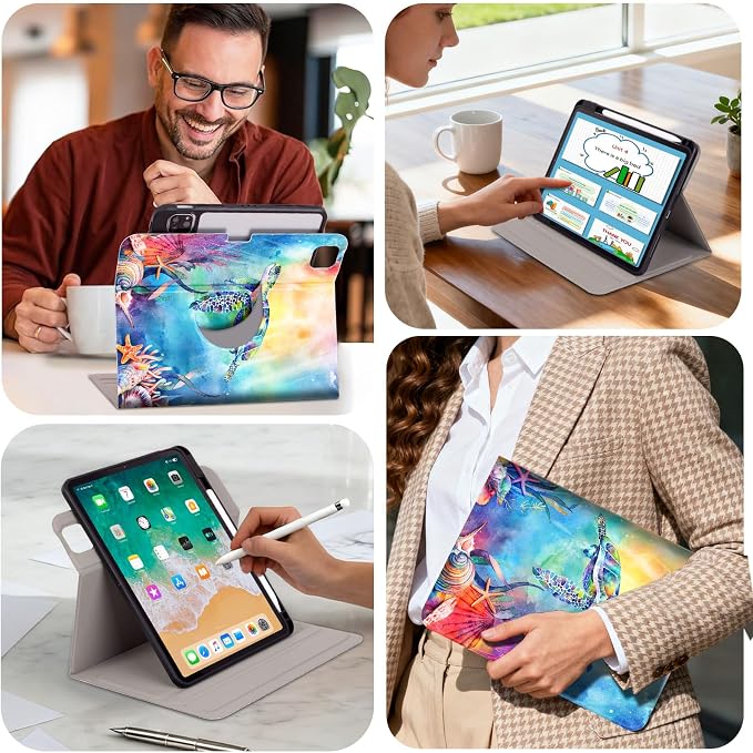 Lokigo Rotating Case for iPad Air 11 Inch M4/M3/M2 (2026/2025/2024) iPad Air 5th/4th Generation Case(2022/2020) iPad Pro 11 Inch 4th/3rd/2nd/1st Generation Cover 2022/2021/2020/2018 Turtle
