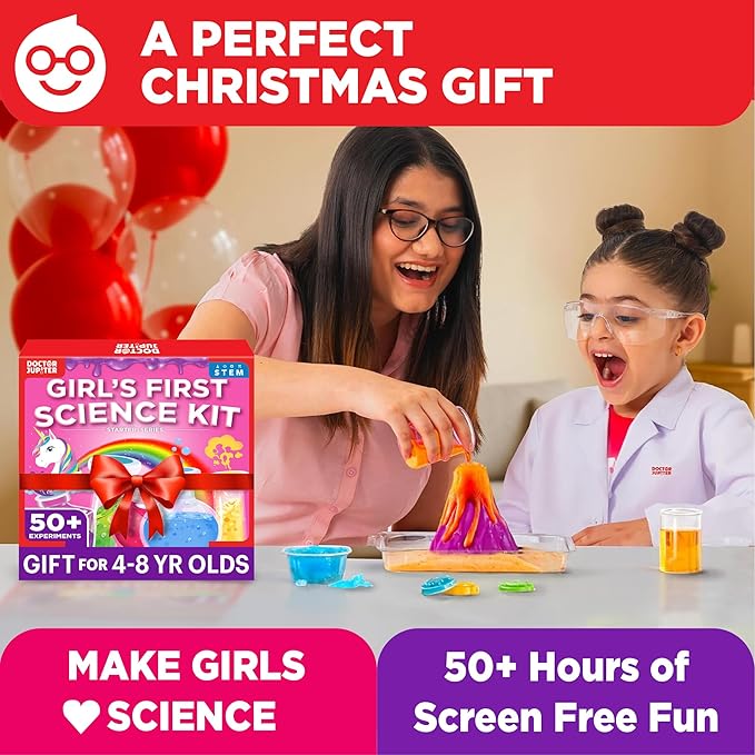Doctor Jupiter Girls’ First Science Kit for Kids Ages 4-5-6-7-8 | Easter, Birthday Gift Ideas for 4+ Year Old Girls | STEM Toy Kit with 50+ Experiments | Learning & Educational Projects