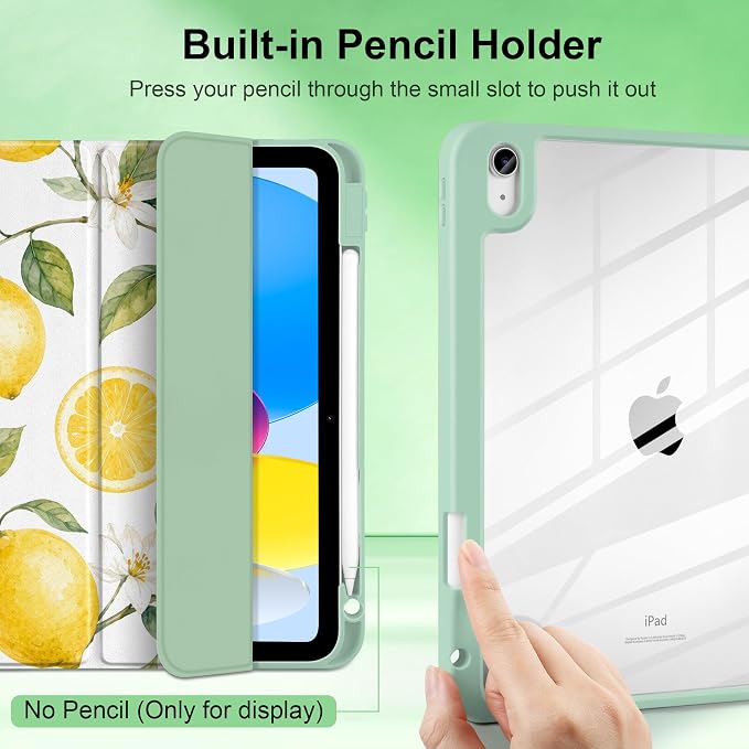 Case for iPad (A16) 11th Generation 11 inch 2025 /iPad 10th Gen 10.9 2022 - Aesthetic Cute Preppy Design Trifold Cover with Soft TPU Bumper Clear Back Auto Sleep/Wake Waves