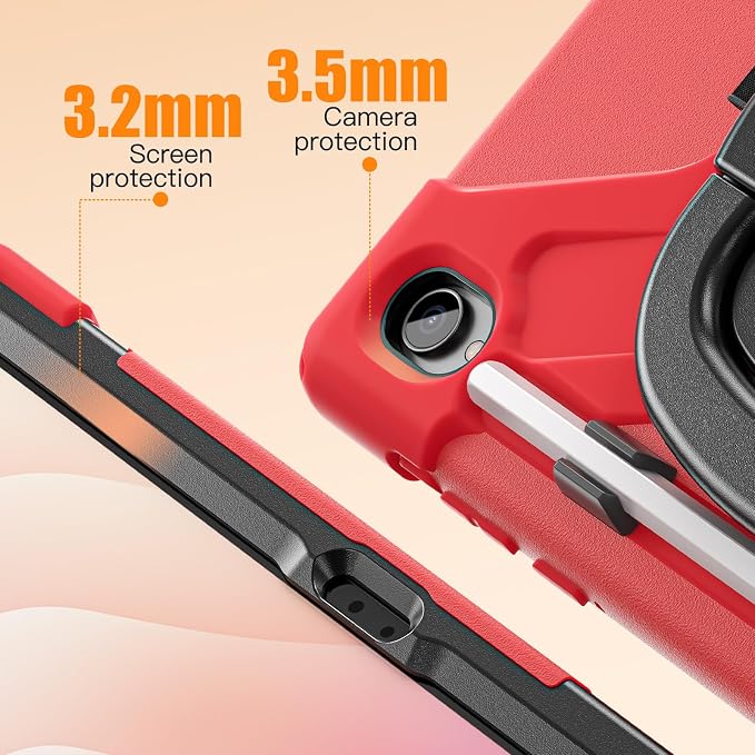 Batianda Heavy Duty Case for Samsung Galaxy Tab S11 2025 11 Inch with 360° Rotating Ring Stand &amp Shoulder Strap Built-in S Pen Holder Shockproof Rugged Multi-Layer Protective Cover Black