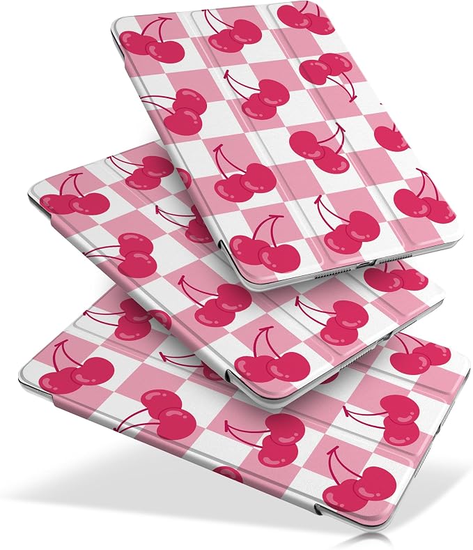 Compatible with iPad 10.2 Inch Case 2021 2020 2019 Smart Lightweight Trifold Stand Hard Plastic Transparent Cover Support Auto Sleep/Wake for iPad 10.2 9th/8th/7th Gen - Bear &amp Cherry