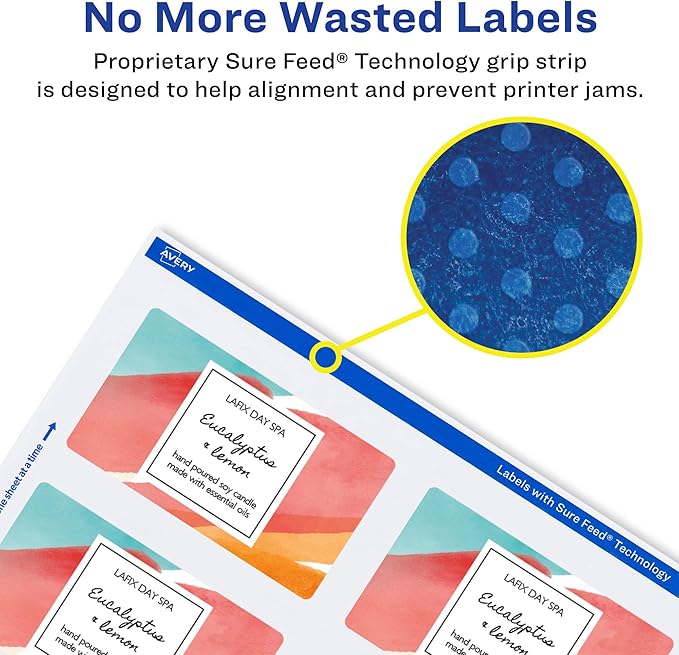 Avery Matte White Rectangle Labels, Sure Feed Technology, 2" x 3", 400 Matte White Printable Labels