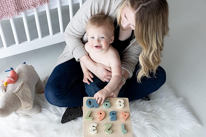 Pearhead Wooden Numbers Puzzle, 1–10 Counting Learning Toy for Toddlers, Montessori Educational Play, Spring Easter Basket Gift