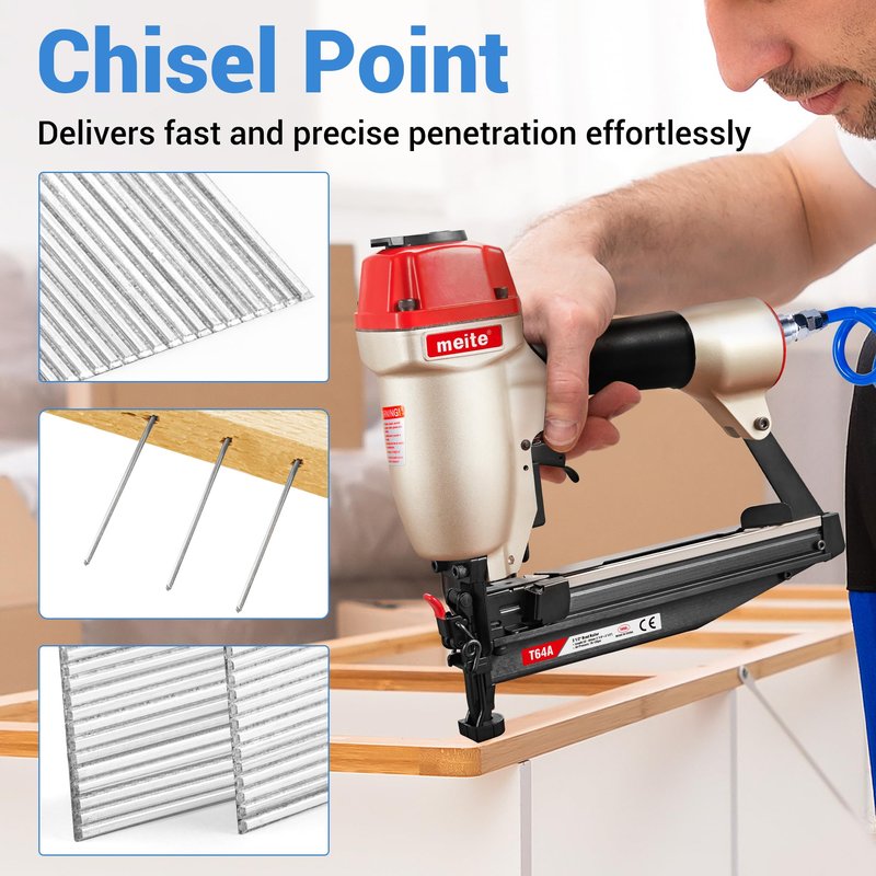 meite 16 Gauge Finish Nails 1-1/4 Inch Galvanized Straight Finishing Nails for Finish Nailer Gun Window Casing Baseboard Crown Molding, 5 Boxes/12,500PCS
