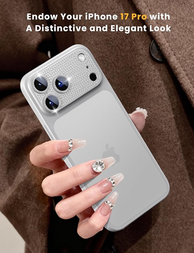 for iPhone 17 Pro Camera Lens Protector - 12FT Shatterproof | Military Grade Protection Strong Adsorption 9H+ Tempered Glass Camera Screen Full Protective Cover Case Friendly Black