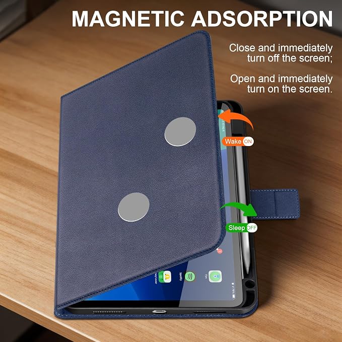 Leather Case for iPad 11th/10th Gen (11/10.9) Black | Genuine Leather Pencil Holder Adjustable Stand Magnetic Closure Auto Wake/Sleep