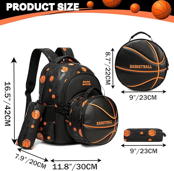 Boys' School Backpack with Lunch Box and Pencil Case - Ideal for Teens and Middle School Students
