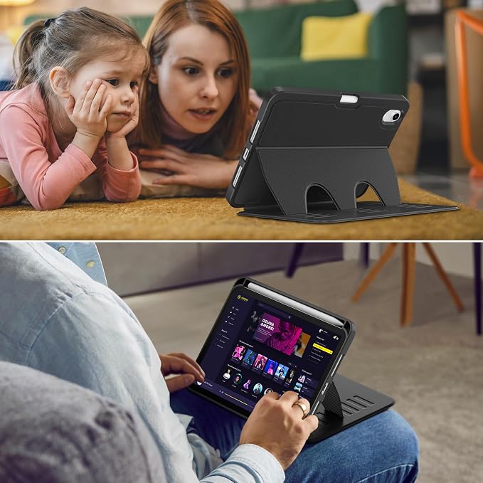 VIKESI Case for iPad mini 7 (A17 Pro) and iPad mini 6Multiple Angles Magnetic Stand CoverShockproof Soft BackPencil Holderand Auto Sleep/WakeBlack