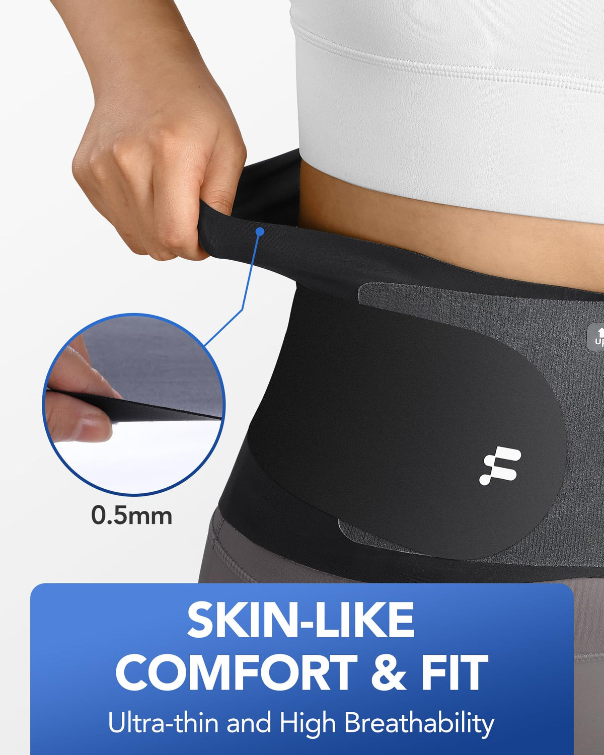 Fitomo 0.5mm Ultra Thin Back Brace for Women Men, 3D Lumbar Pad, Seamless Yoga Fabric, Lightweight Back Brace for Lower Back Pain Relief, Sciatica, Posture, Lifting, Wearg Under Clothes, Black, XL