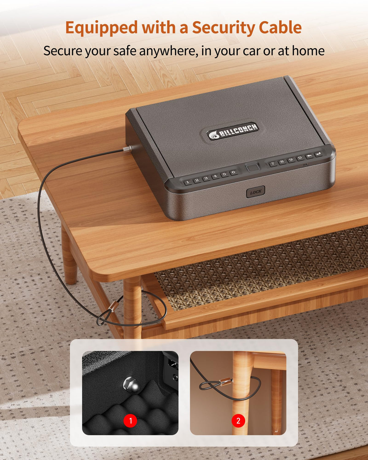 BILLCONCH Gun Safe for Handgun - Biometric Gun Safe 4 Ways Quick Access with Fingerprint/Full-digital Keypad/Key/APP Lock Handgun Pistol Safe for Nightstand Bedside Home