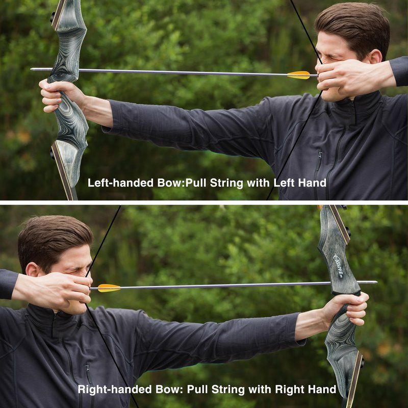 Black Hunter Takedown Recurve Bow, 60" Right Handed with Ergonomic Design for Outdoor Training Practice (30lb, Right)