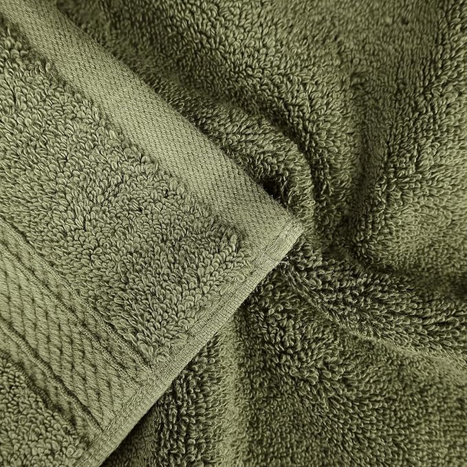 Superior Egyptian Cotton Pile Bath Sheet Set of 2, Ultra Soft Luxury Towels, Thick Plush Essentials, Absorbent Heavyweight, Guest Bath, Hotel, Spa, Home Bathroom, Shower Basics, Forest Green