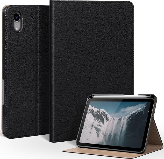 Case for iPad mini 7 (A17) ProiPad mini 7th/6th Gen (2024/2021) | Microfiber Leather Folio Cover with Adjustable Multi-angle StandAuto Sleep/WakeShockproof Protection CaseBlack