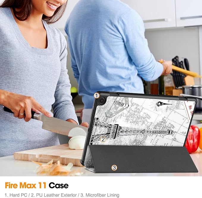 Gylint Case for Fire Max 11 Tablet Folding Folio Ultra-Thin PU Leather Stand Case Cover for Fire Max 11 2023 Release Draw