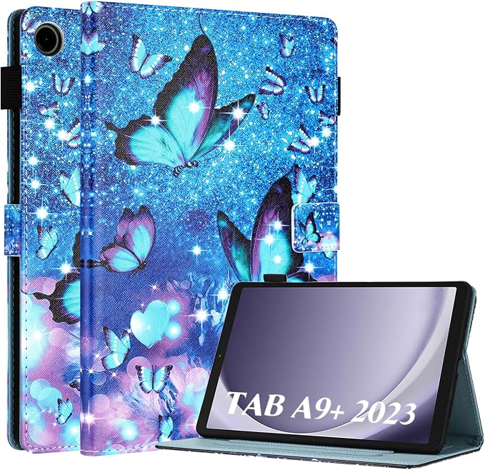 Fancity Case Fits Samsung Galaxy Tab A9/A11 Plus 11” 2025/2023 X210/X216 | Premium PU Leather Cover with Multi-Angles Pencil Holder Smart Wake Sleep for Galaxy Tab A9 A11 Plus X218 Beach
