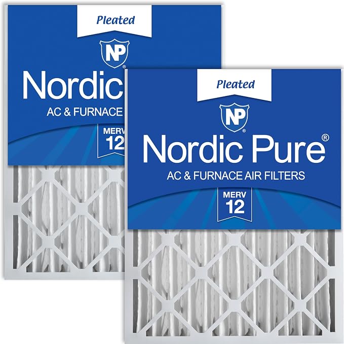 Nordic Pure 20x20x4 Pleated MERV 12 Air Filters 2 Pack