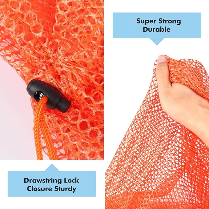 4Pcs Mesh Laundry Bags Washing Machine Mesh Wash Bags for Clothes,Underwear,Lingerie, Bed Linen with Drawstring Closure Sturdy(4 Size, Orange)