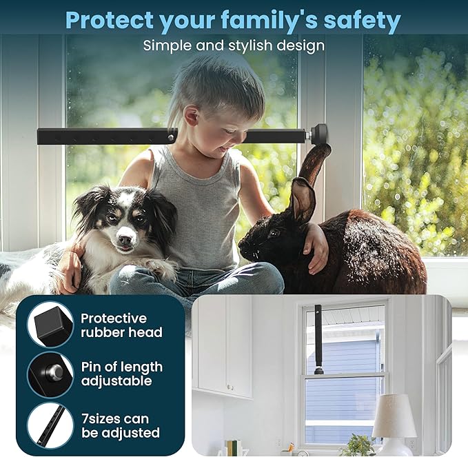 Gadgetzan 4 Pack Window Security Bars Adjustable 11"-18",Portable Short Sliding Window Lock Bar for Child Safety/Anti-Theft,Window safety lock with Rubber Base for Vertical and Horizontal Window-Black